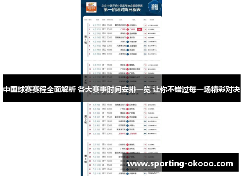 中国球赛赛程全面解析 各大赛事时间安排一览 让你不错过每一场精彩对决
